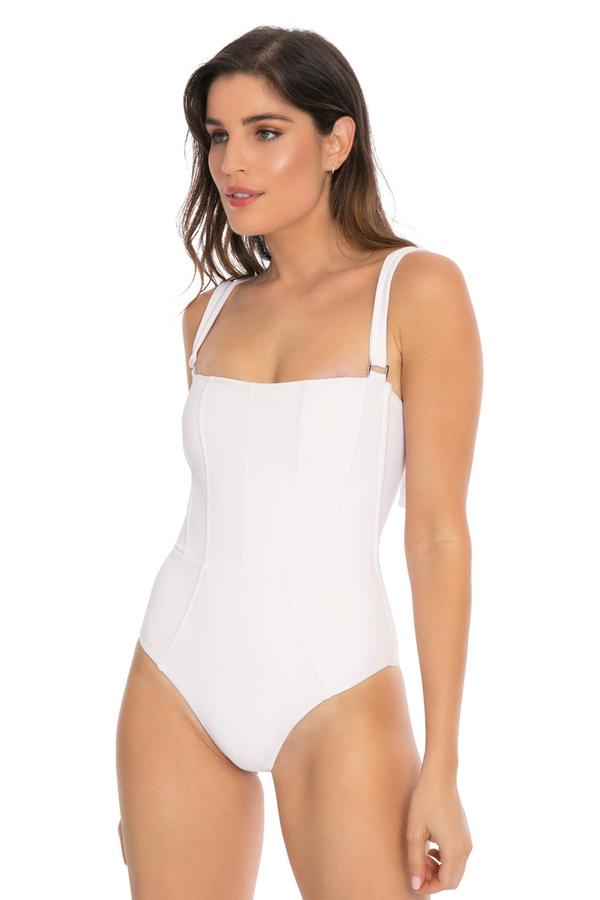 Hunter One Piece Creme Crepe Revel Rey Front Swim